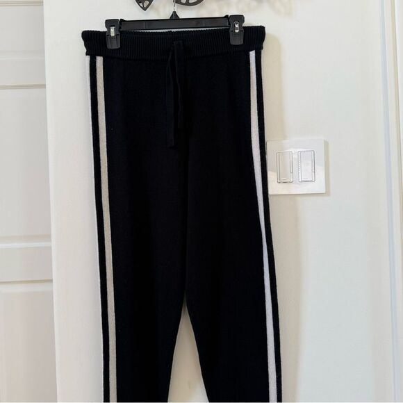 THREADS OF PRVLG Side Striped Cashmere Jogging Pants in Black M - Picture 4 of 13